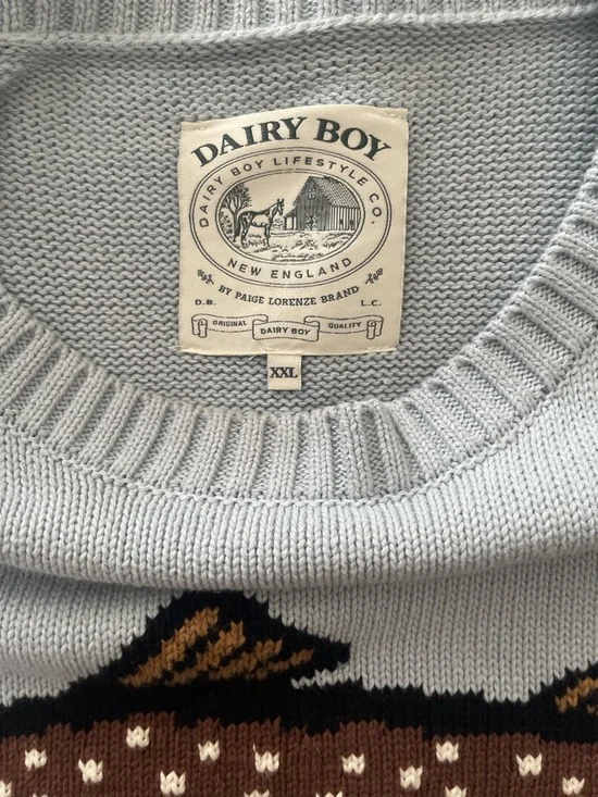 Dairy Boy Light Blue Fish Knit Sweater - Picture 3 of 4